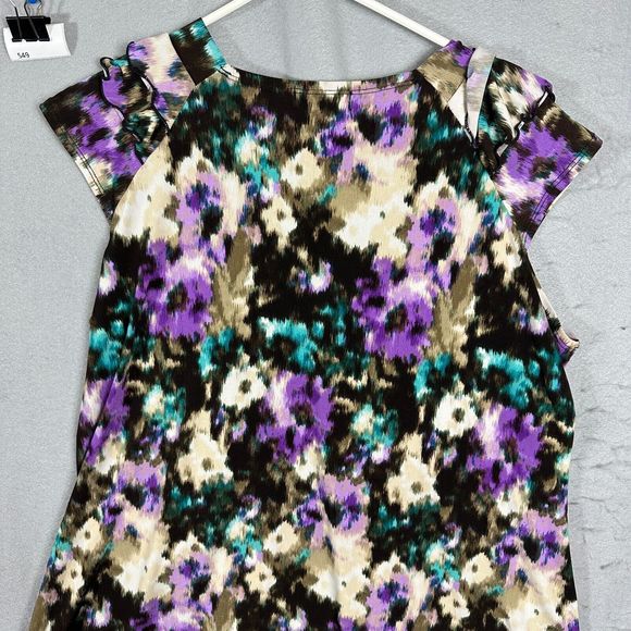 CJ Banks Womens Pullover Flower Purple V Neck Plus Size X - Picture 9 of 14